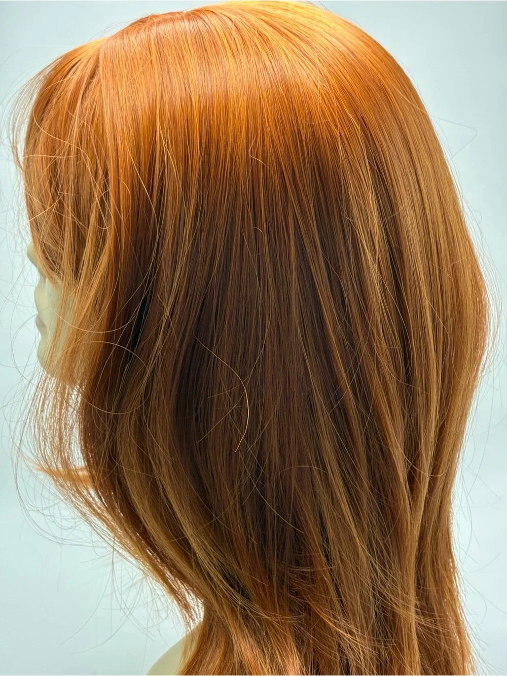 Synthetic Women's Long Layered Wig with Fringe - Copper Red